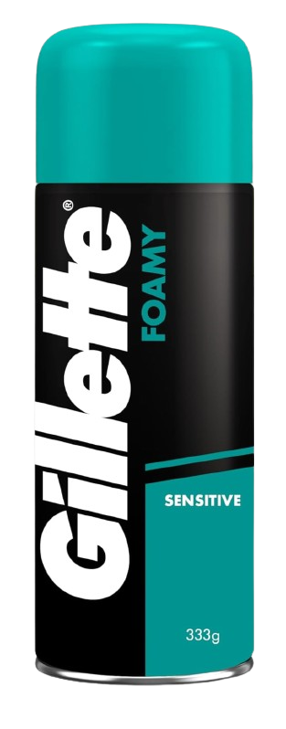 Gillette Foamy Sensitive shaving foam can on a white background