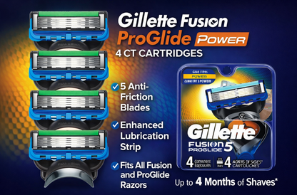 Gillette Fusion ProGlide Power Cartridges – 4 Blade Refills